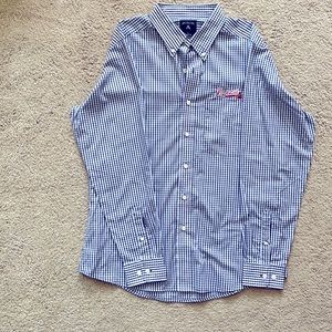 NWT Navy Long Sleeve Braves Dress Shirt with Front Pocket